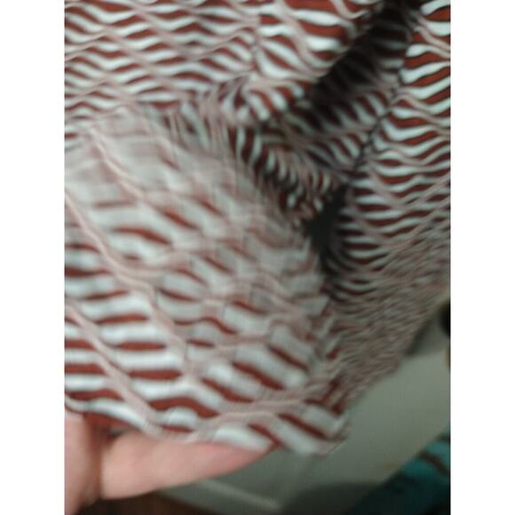 Ava&Viv Woman 1X Blouse Rust White Black Wavy Striped Long Sleeve Busines Casual - Picture 5 of 7